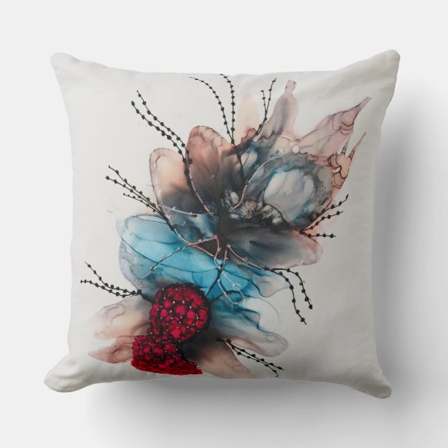 Blue Champagne and Oysters Throw Pillow (Front)