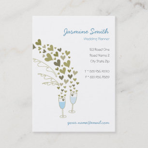 Blue Champagne Cheers Hearts Template Profile Card