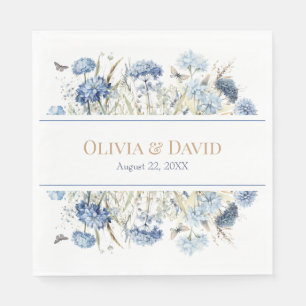 Blue Champagne Hydrangea Classic Wedding Napkin