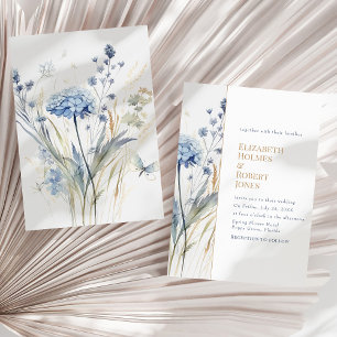 Blue Champagne Hydrangea Garden Wedding Invitation