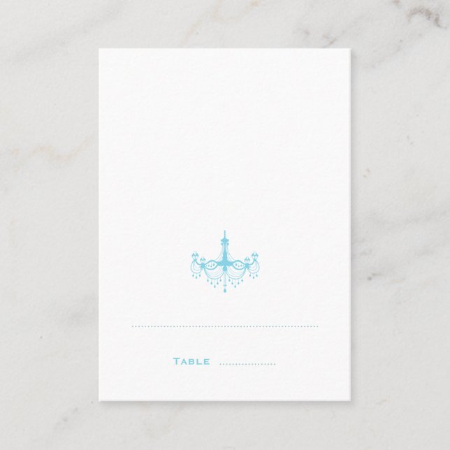 Blue Chandelier Folded Place Cards (Front)