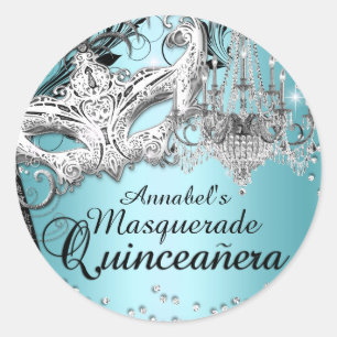 Blue Chandelier Masquerade Quinceanera Sticker