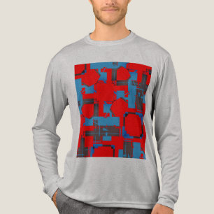 Blue Charcoal Red Diagonal Abstract MCM-inspired Tri-Blend Shirt