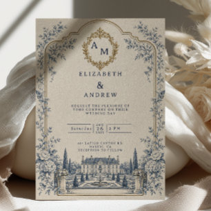 Blue Château Old Money Wedding Invitation