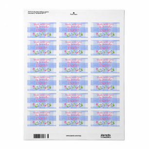 Blue Check Gingham Flowers MADE WITH LOVE H Label