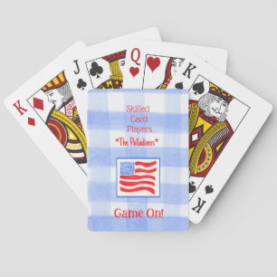 Blue Check Gingham USA Flag Bridge Playing Cards