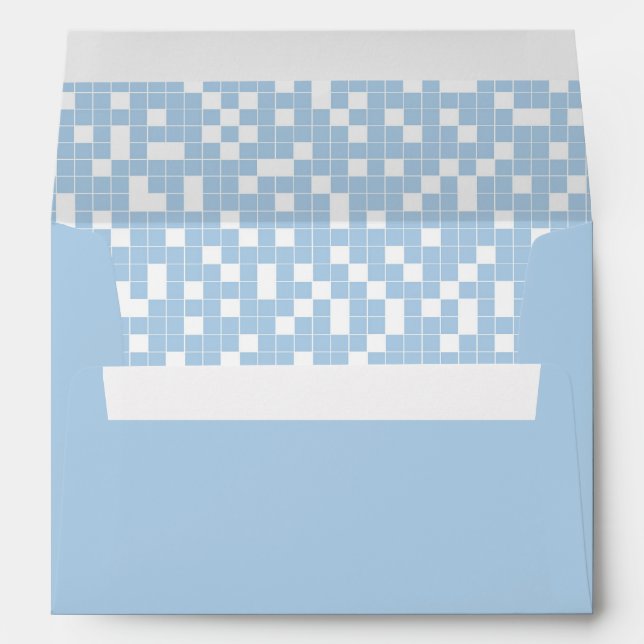 Blue Check Pattern Invitation Envelope (Back (Bottom))