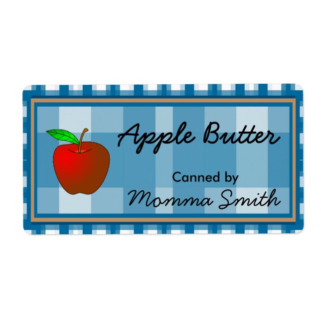 Blue Checked Apple Custom Canning Labels (Front)
