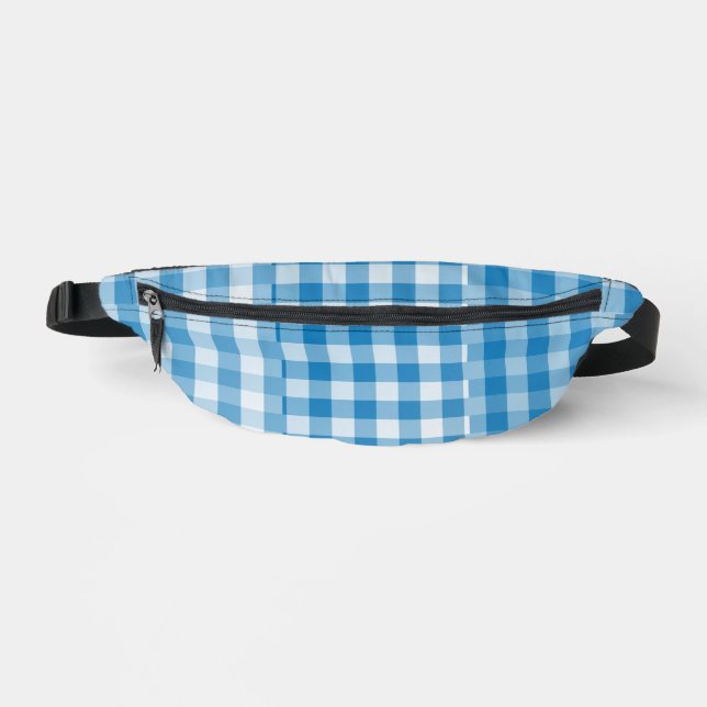 Blue Checker Patchwork Pattern Bum Bags (Front)