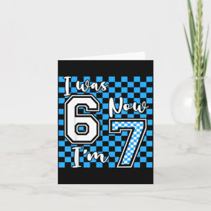 Blue Checkered I Was 6 Now I'm 7 Birthday Boys Bda Card
