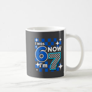 Blue Checkered I Was 6 Now I'm 7 Birthday  Coffee Mug