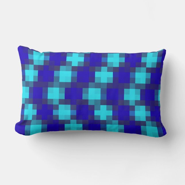 Blue Checkered Pattern, Lumbar Cushion (Front)