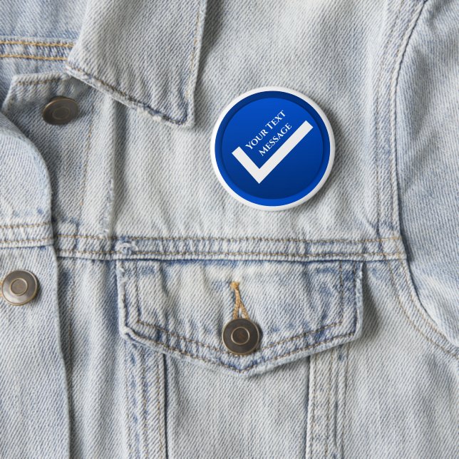 Blue Checkmark Symbol 6 Cm Round Badge (In Situ)