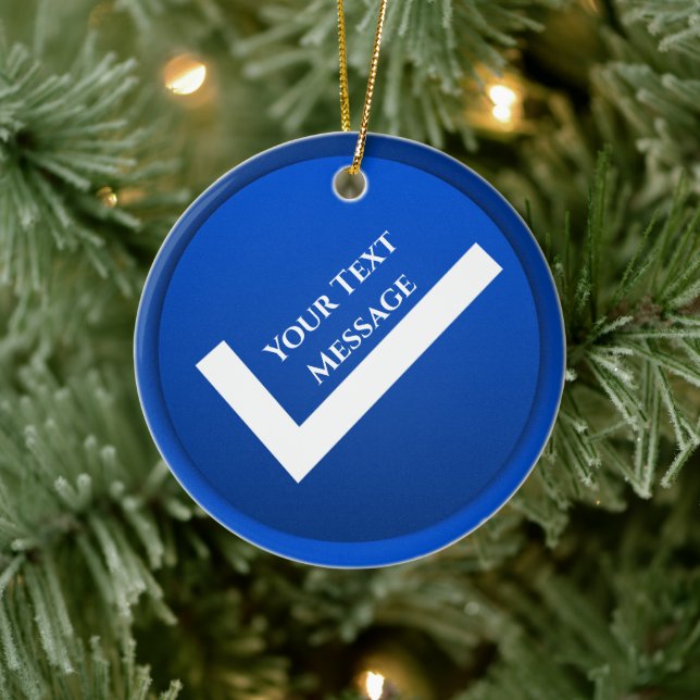 Blue Checkmark Symbol Christmas Ceramic Tree Decoration (Tree)