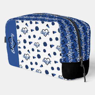Blue Cheer Hearts, Pom Poms, Megaphone Pattern Dopp Kit