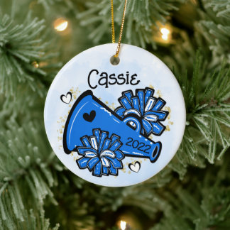 Blue Cheer Ornament Megaphone Pom Pom Cute