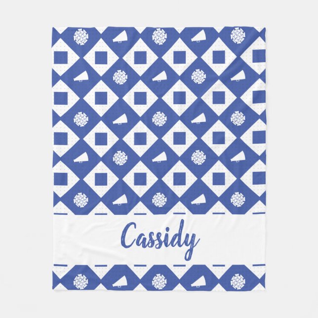 Blue Cheerleader Argyle Pattern Fleece Blanket (Front)