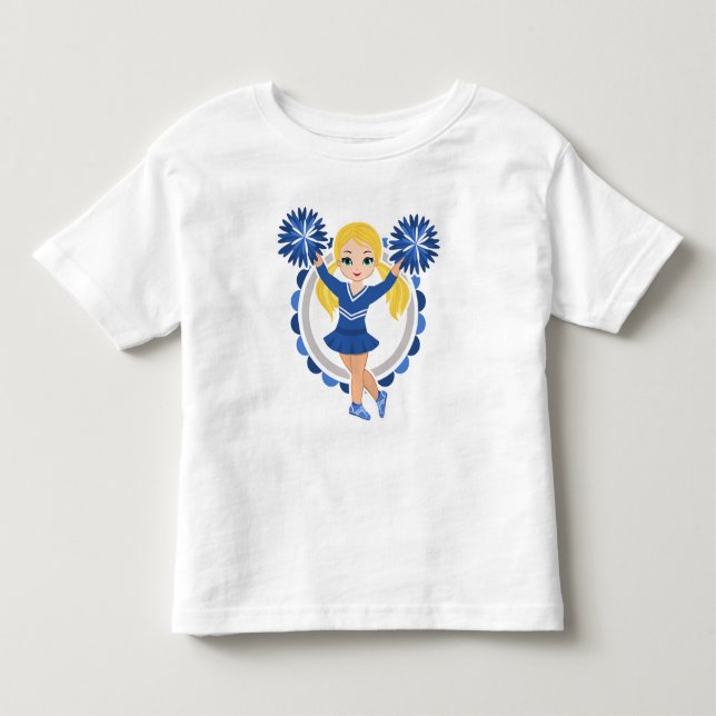 Blue Cheerleader Blonde - Cute Cheer Toddler T-Shirt (Front)