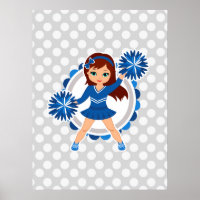 Blue Cheerleader Brunette - Cute Cheer