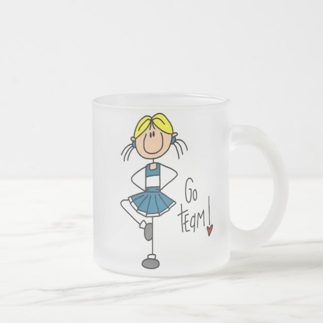 Blue Cheerleader Frosted Glass Coffee Mug (Right)
