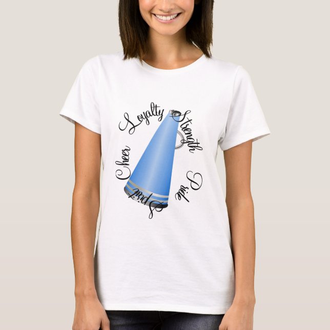 Blue Cheerleader Megaphone T-Shirt (Front)
