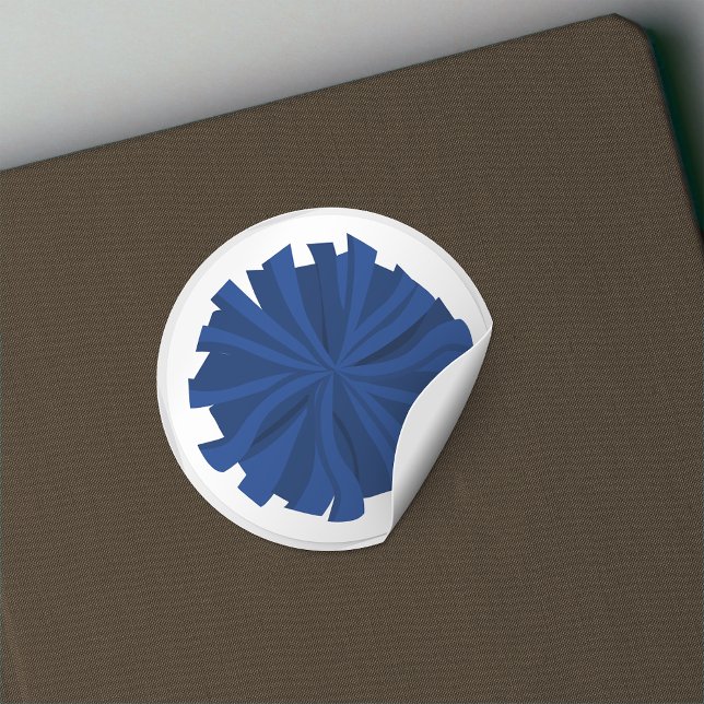 Blue Cheerleader Pom Pom Classic Round Sticker (Creator Uploaded)