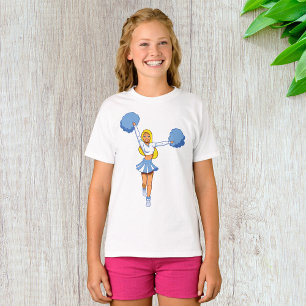Blue Cheerleader with Pom Poms Cheer Squad T-Shirt