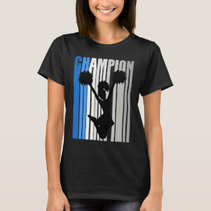 Blue Cheerleading Champion Girls Birthday Competit T-Shirt