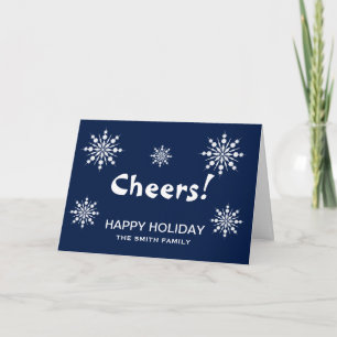 Blue Cheers to Holiday Christmas Snowflake Card