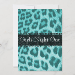 Blue Cheetah Lace Print Bachelorette Party Invitation