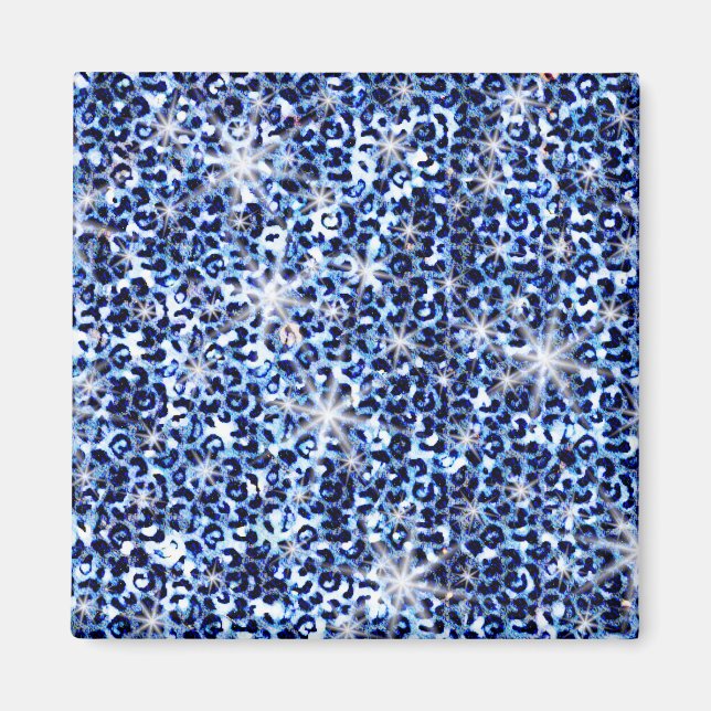 Blue Cheetah Sparkles Magnet (Front)