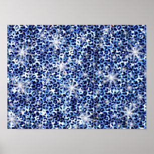 Blue Cheetah Sparkles Poster