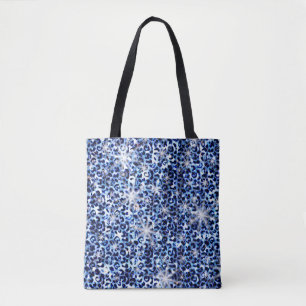 Blue Cheetah Sparkles Tote Bag