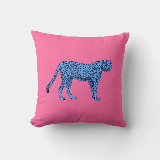 Blue Cheetah Throw Pillow (Front)