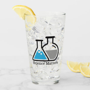 Blue Chemistry Beakers Design Drinking Glass
