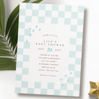 Blue Chequerboard | Cute Modern Boy Baby Shower