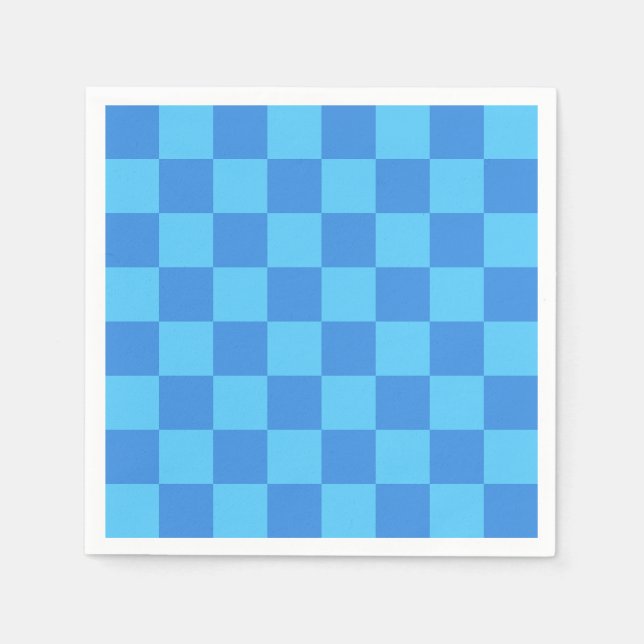 Blue Chequerboard Preppy Modern Minimalist Pattern Napkin (Front)