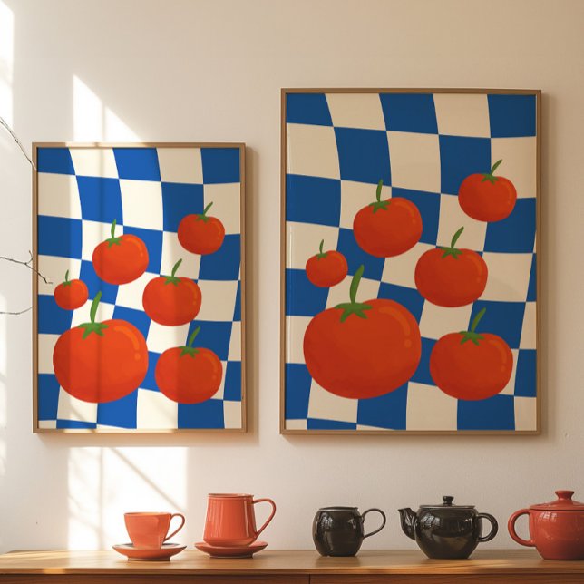 Blue Chequerboard Tomato Poster (Creator Uploaded)