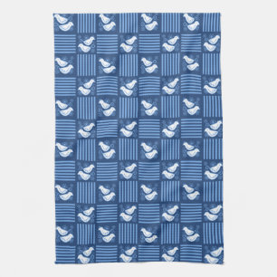 Blue Chequerboard Turtle Dove Towel