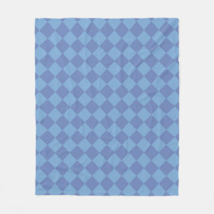 Blue Chequered Diamond Pattern Fleece Blanket