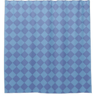 Blue Chequered Diamond Pattern Shower Curtain