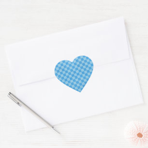 Blue Chequered Glitter Heart Sticker