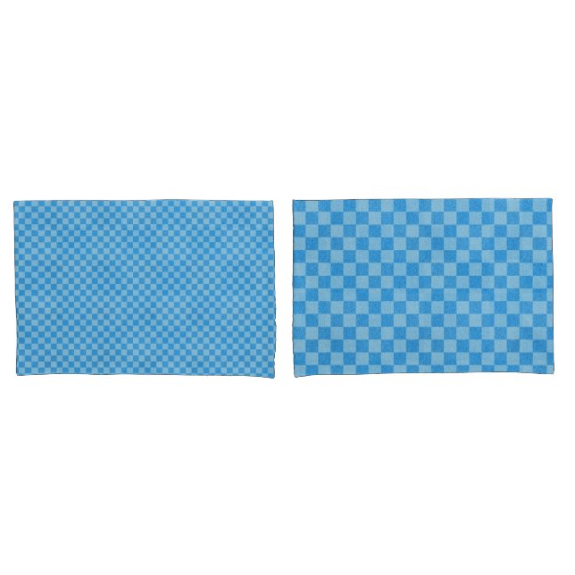 Blue Chequered Glitter Pillowcase (Front-Set)