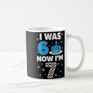 Blue Chequered I Was 6 Im 7 Funny 67 Birthday Boy Coffee Mug