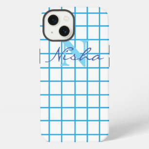 Blue Chequered Monogram iPhone 13 Case