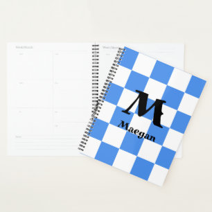 Blue Chequered Pattern Background Planner