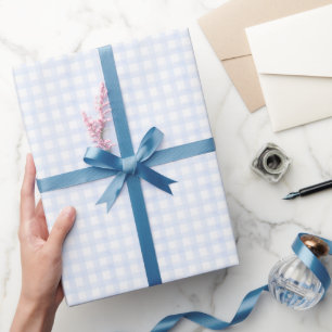 blue chequered pattern watercolor Baby Shower Boy  Wrapping Paper