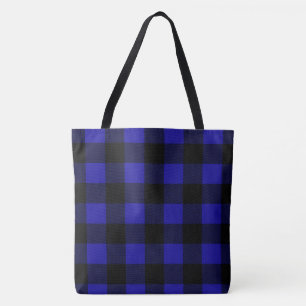 Blue Chequered Plaid Fashion Tote Bag