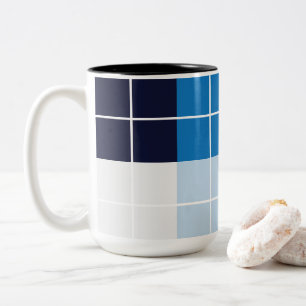 Blue Chequered Plaid Two-Tone Coffee Mug
