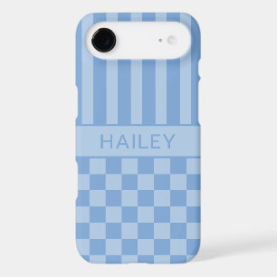 Blue Chequered Striped Personalised
